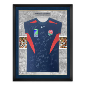Blue England Rugby World Cup Winners Team Signed Shirt Framed
